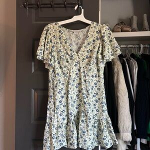 Top shop blue/green floral white dress
